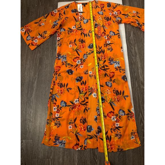 Jessica Simpson Sunkissed Florals Blakely Orange Duster Kimono S Resortwear Boho - Picture 8 of 10